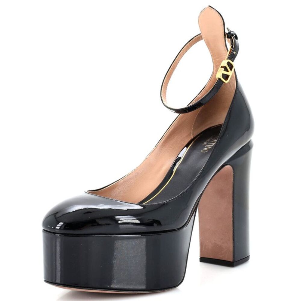 Valentino Garavani Women's Tan-Go Platform Pumps Patent 120 Black